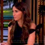 Alyssa’s black tie shoulder asymmetric dress on The View