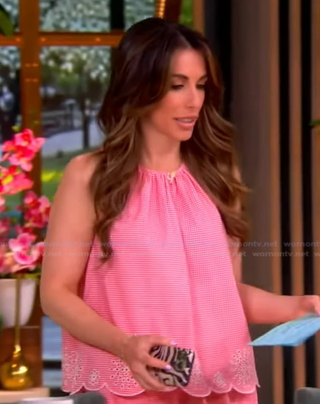 Alyssa’s pink scalloped top on The View