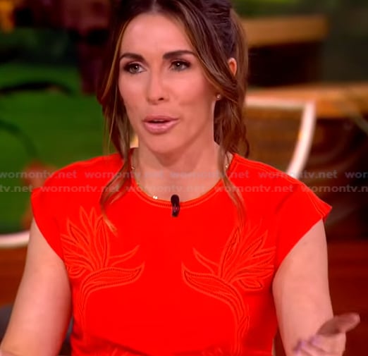 Alyssa’s red floral embroidered dress on The View