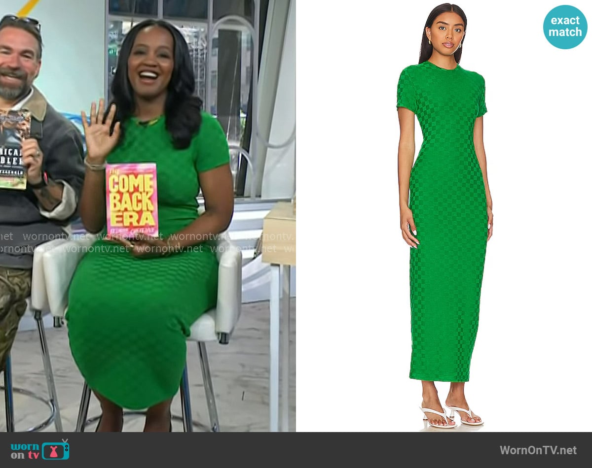 Amanda Uprichard Rosaria Dress in Green worn by Yasmine Cheyenne on Today