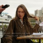 Amanda’s brown suede jacket with patch pocket on In The City