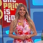Amber’s pink floral belted dress on The Price is Right