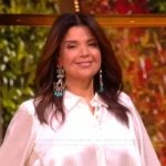 Ana’s white asymmetric striped top and pants on The View