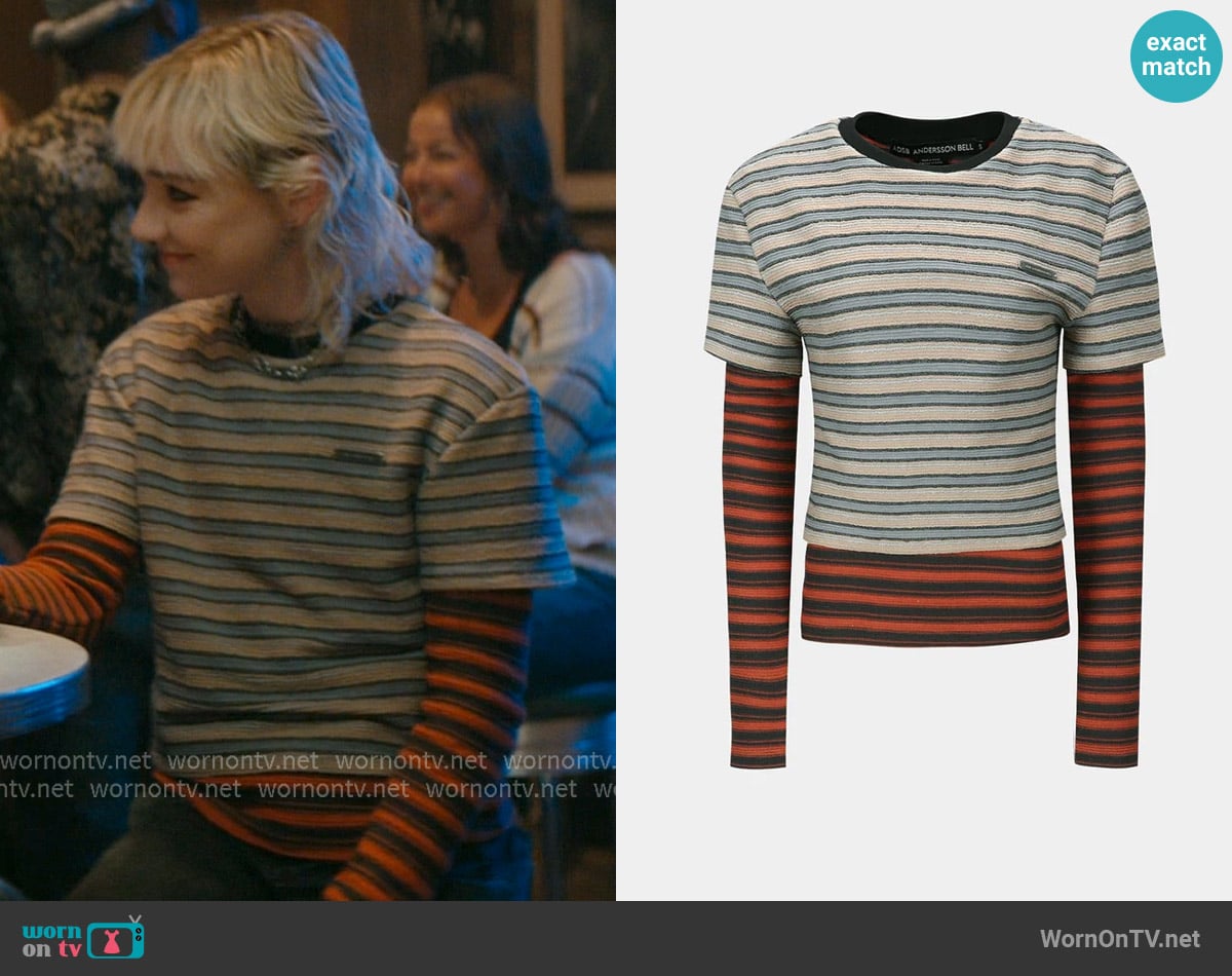 Anderson Bell Multi Stripe LS T-shirts worn by Jules (Julia Sarah Stone) on Off Campus