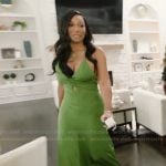 Angela’s green twist front maxi dress on The Real Housewives of Atlanta