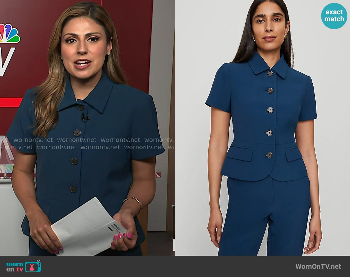 Ann Taylor The Collared Jacket in Fluid Crepe worn by Rana Novini on NBC News Daily