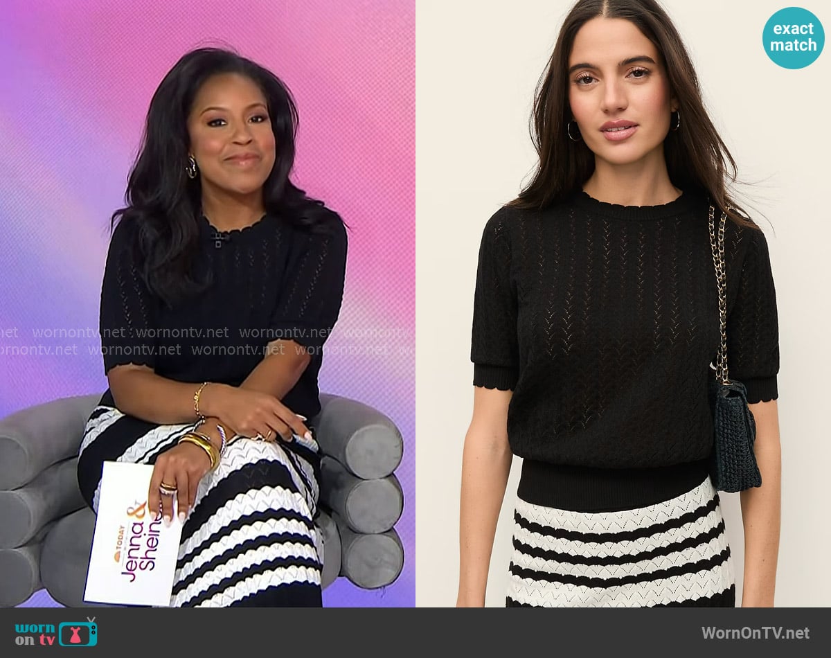 Ann Taylor Weekend Pointelle Sweater Tee worn by Sheinelle Jones on Today