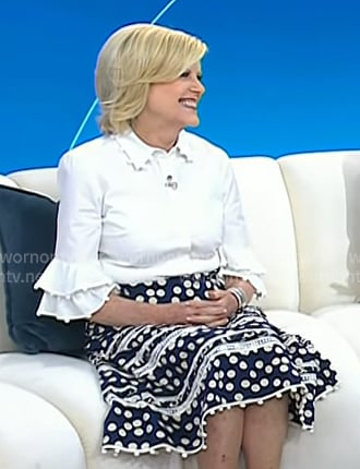 Anne’s white bell sleeve blouse and polka dot skirt on Today