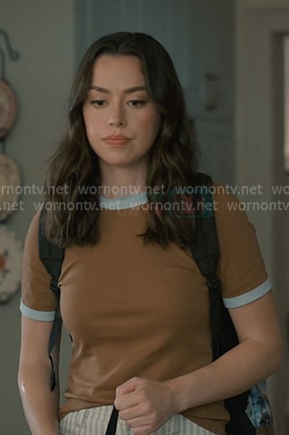 Annie’s brown ringer tee on Sweet Magnolias