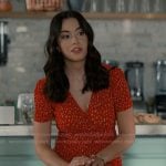 Annie's red floral print v-neck dress on Sweet Magnolias