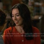 Annie’s red short sleeve cardigan on Sweet Magnolias