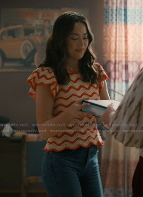 Annie’s textured scalloped top on Sweet Magnolias