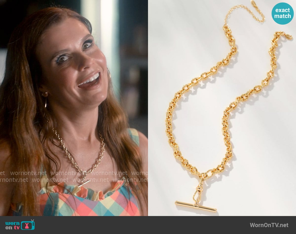 Anthropologie Chunky Bar Charm Necklace worn by Maddie Townsend (JoAnna Garcia Swisher) on Sweet Magnolias