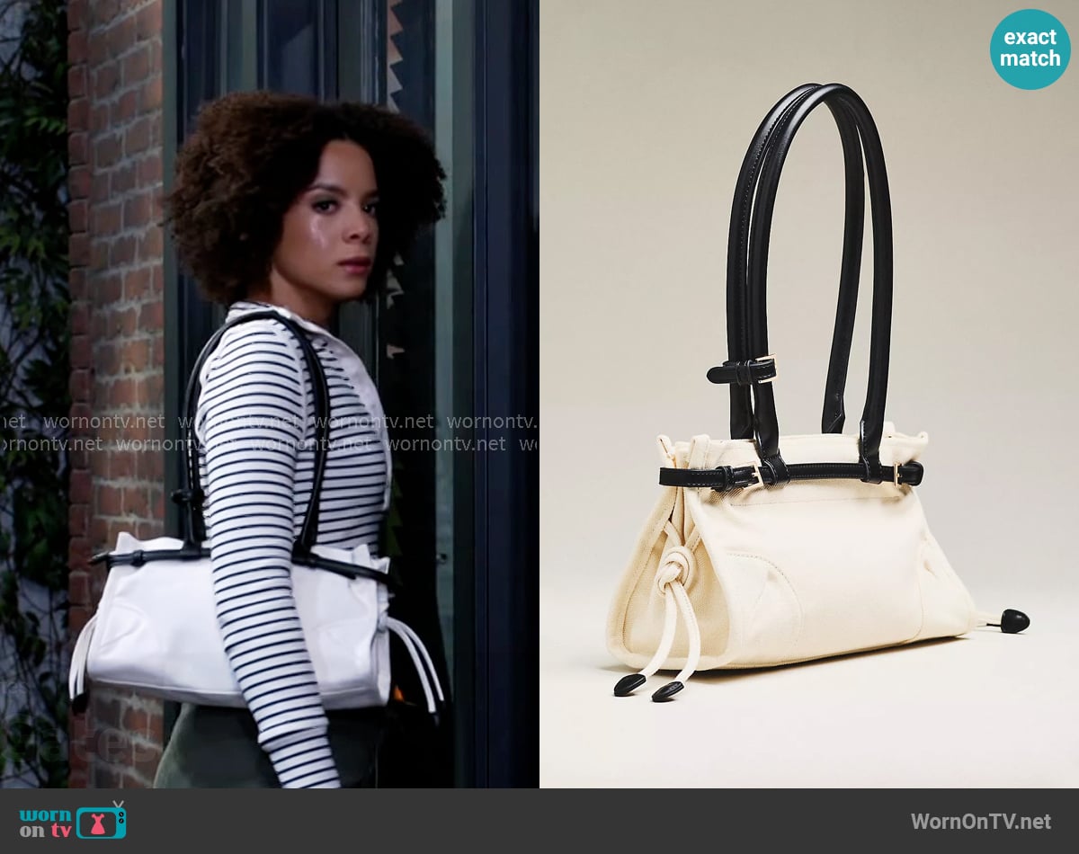 Anthropologie Greer Structured Canvas Shoulder Bag worn by Deanna McBride (Angela Fairley) on Beyond the Gates
