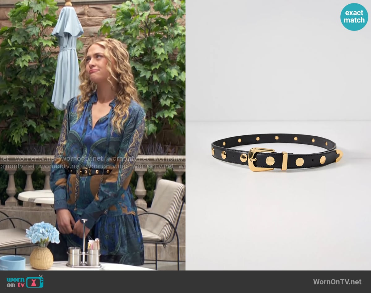 Anthropologie Studded Western Belt worn by Claire Grace (Hayley Erin) on The Young and the Restless