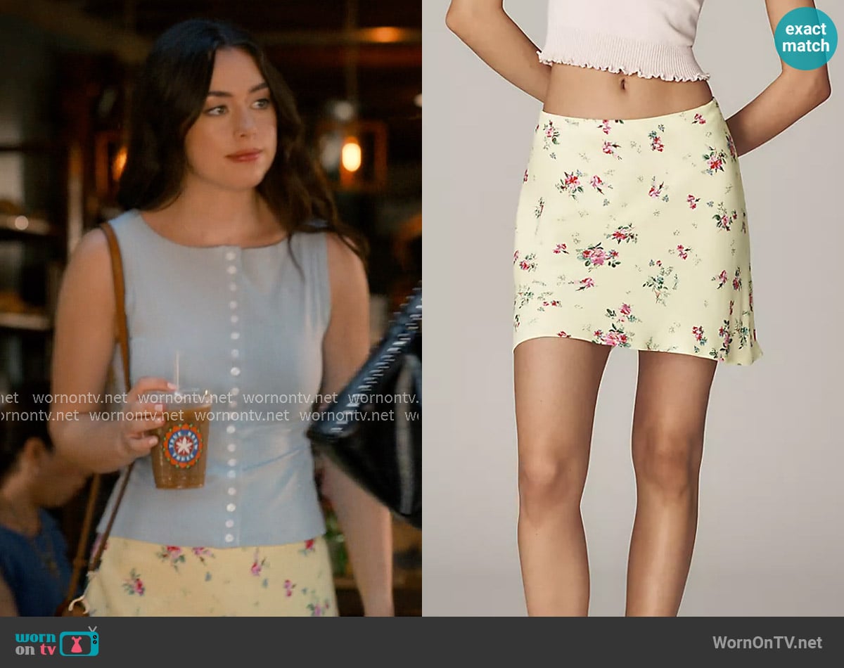 Anthropologie Tilda Mini Slip Skirt worn by Annie Sullivan (Anneliese Judge) on Sweet Magnolias