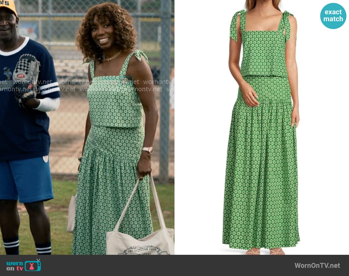 Antonio Melani Charlotte Printed Poplin Top & Skirt Set worn by Helen Decatur (Heather Headley) on Sweet Magnolias
