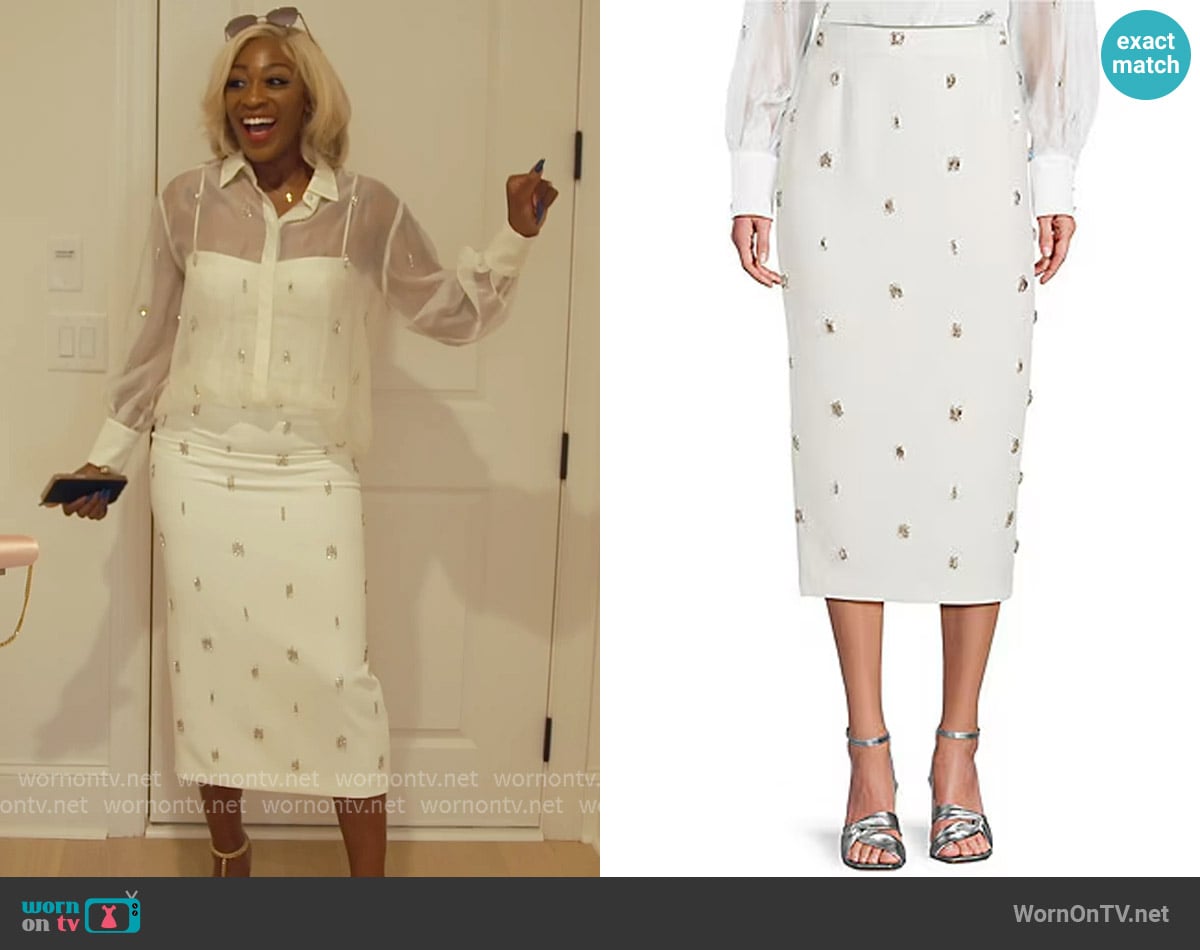 Antonio Melani Jewel Embellished Crepe Rylan Skirt worn by Tamika on The Real Housewives of Atlanta