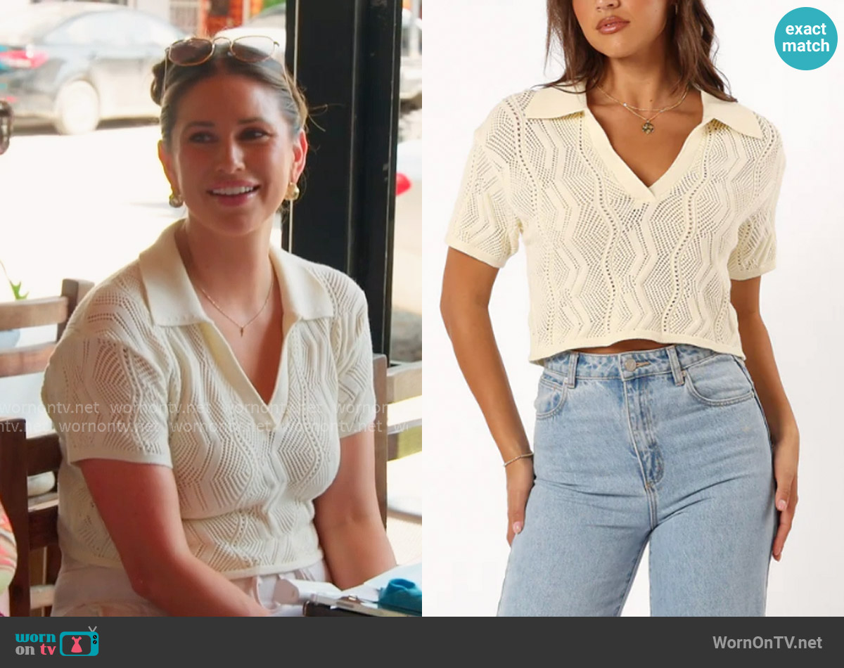 April + Mai Kira Crochet Knit Collared Top worn by Nia Booko on The Valley