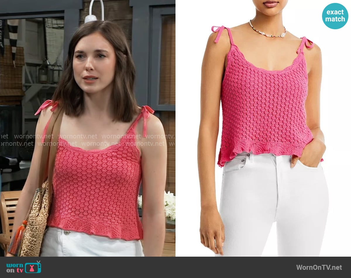 Aqua Crochet Tie Cami worn by Willow Tait (Katelyn MacMullen) on General Hospital