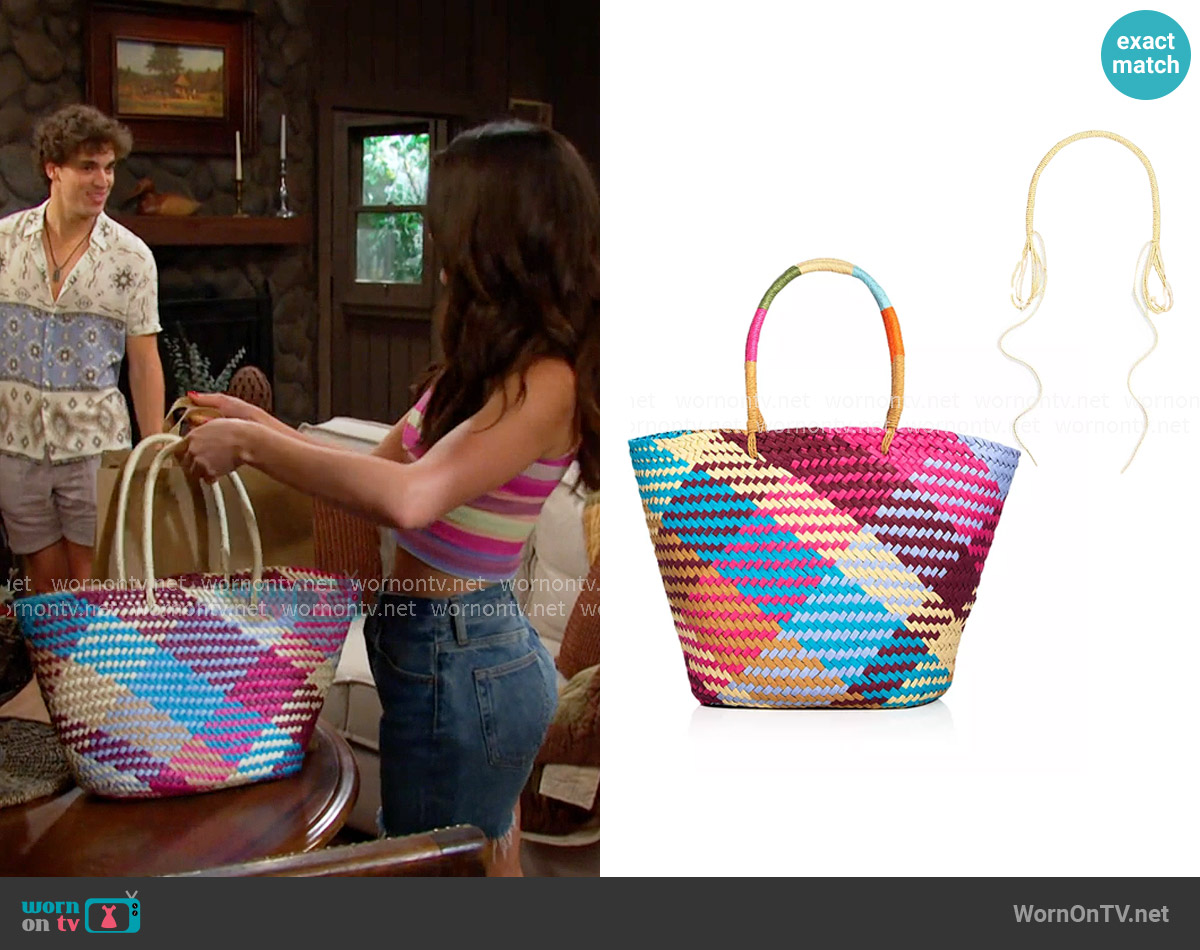 Aqua Jada Large Tote worn by Arianna Horton (Vico Escorcia) on Days of our Lives