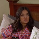 Ari’s pink geometric print short pajamas on Days of our Lives