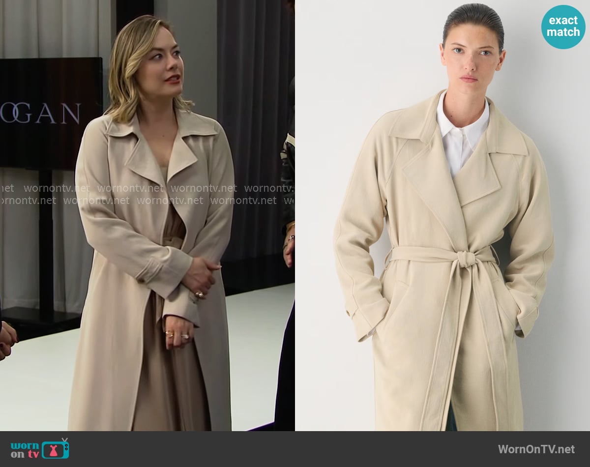 Hope’s beige trench on The Bold and the Beautiful Hope’s beige trench on The Bold and the Beautiful