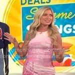 Ashley Bellman’s pink graphic print maxi dress on CBS Mornings