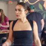 Ashley’s black square neck top on The Real Housewives of Rhode Island