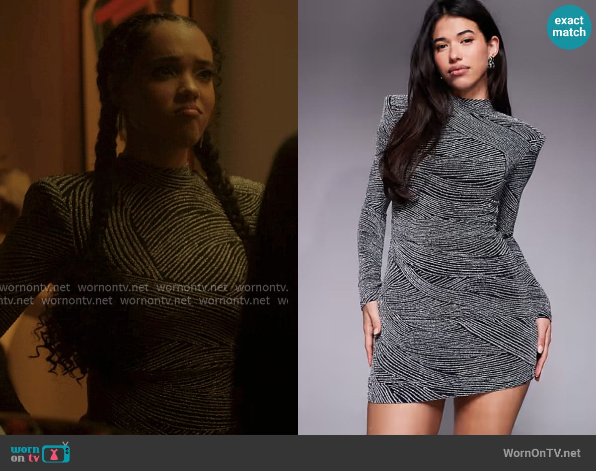 ASOS Ruched and Ready Textured Mini Dress worn by Desiree (Sophia Echendu) on The Chi
