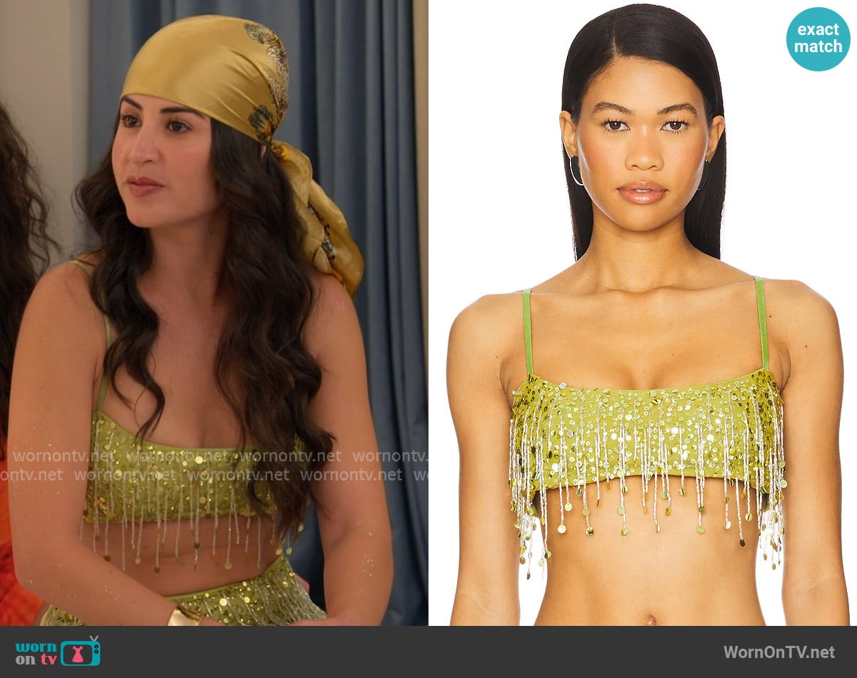 ASTA Resort Yasmin Hand Beaded Bralette worn by Michelle Saniei on The Valley