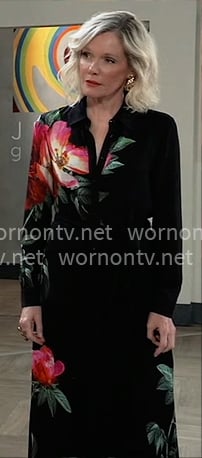 Ava’s black flower print dress on General Hospital