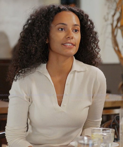 Ava’s white long sleeve polo on Next Gen NYC