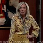 Ava's yellow floral blouse and yellow pants on General Hospital