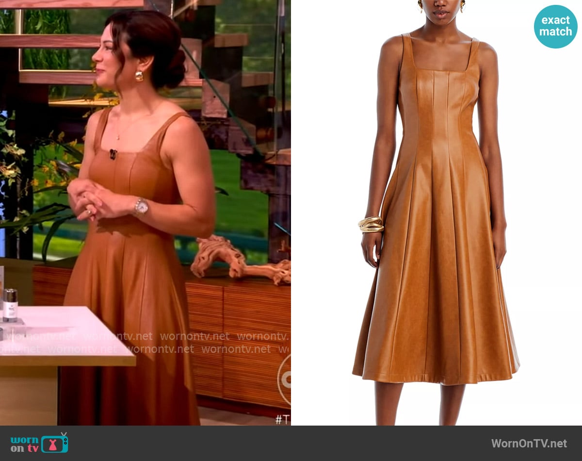 Avec Les Filles Faux Leather Seamed Swing Dress worn by Dr Lindsey Zubritsky on The View