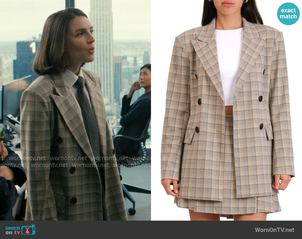 Avec Les Filles Plaid Double Breasted Blazer worn by AJ Pascarelli (Ella Hunt) on Not Suitable For Work
