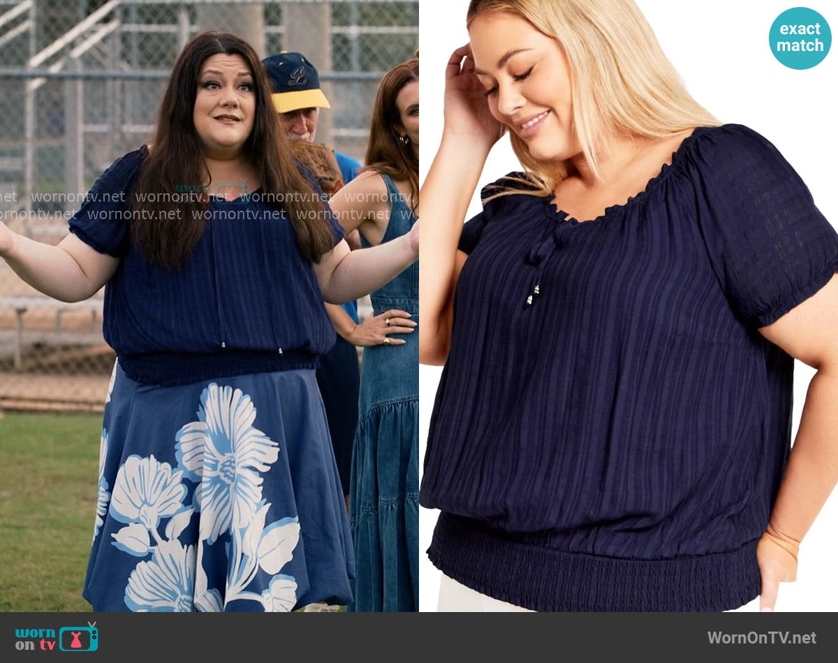 Avenue Oceana Top in Navy worn by Dana Sue Sullivan (Brooke Elliott) on Sweet Magnolias