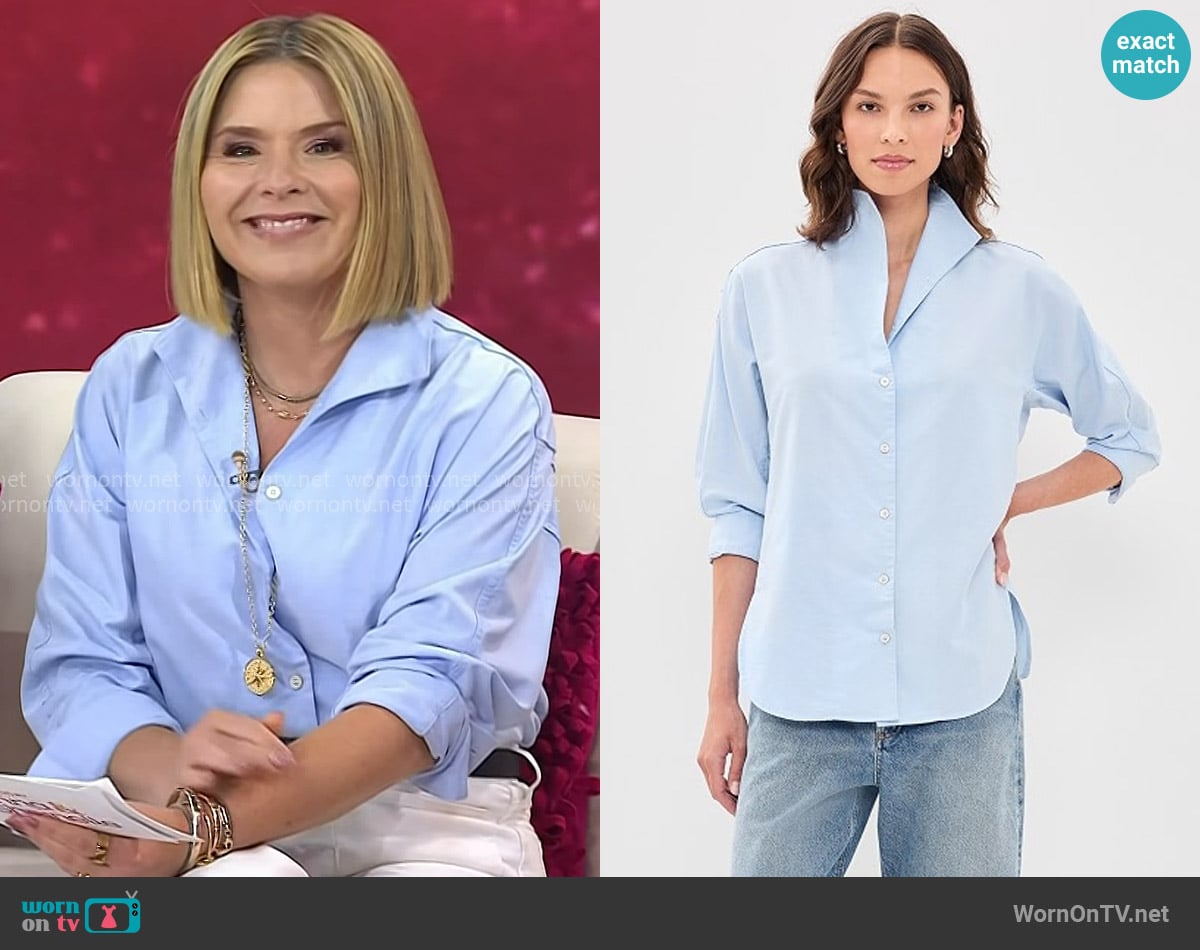 AYR The Tate Top inBlue Oxford worn by Jenna Bush Hager on Today