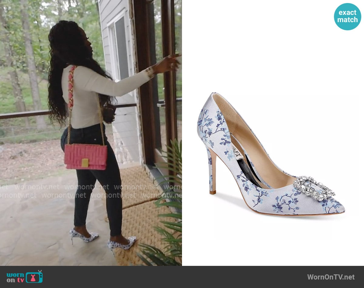 Badgley Mischka Cher Crystal Buckle Pumps worn by Shamea Morton Mwangi on The Real Housewives of Atlanta