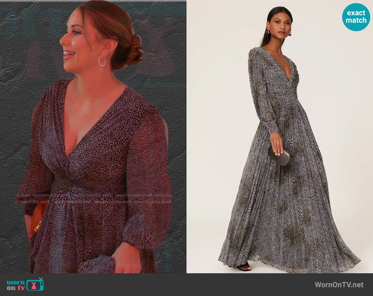 Badgley Mischka Shirred Leopard Gown worn by Nia Booko on The Valley
