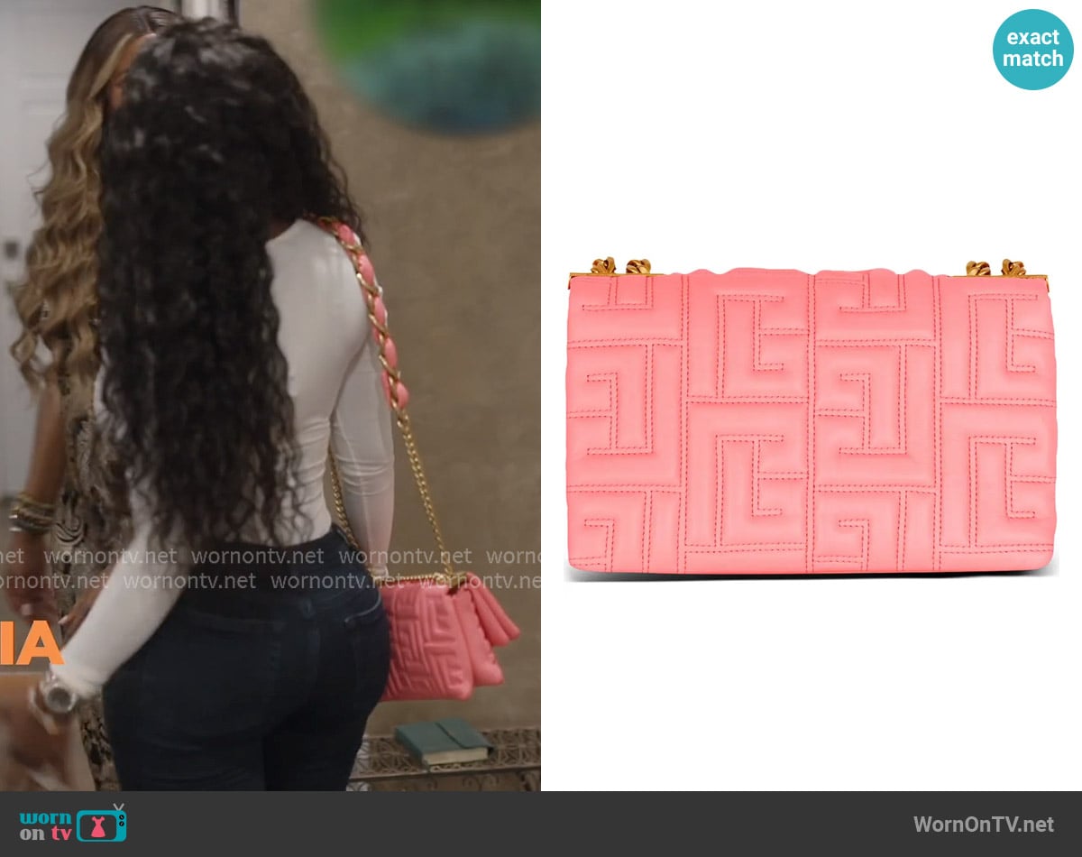 Balmain 1945 Soft Monogram Quilted Lambskin Leather Shoulder Bag worn by Shamea Morton Mwangi on The Real Housewives of Atlanta