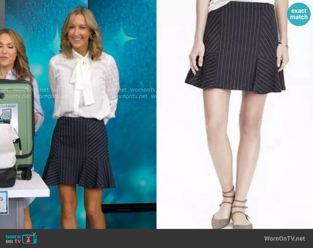 Banana Republic Pinstripe Skirt worn by Lara Spencer on Good Morning America