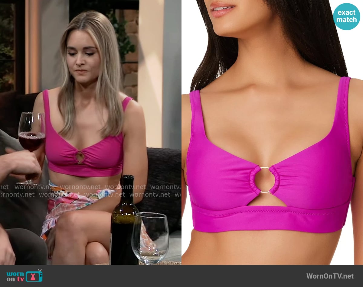 Bar III Banded Ring Bikini Top worn by Jacinda Bracken (Paige Herschell) on General Hospital
