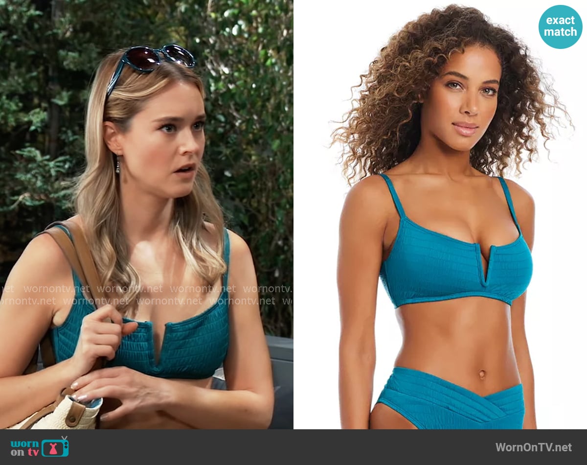 Bar III Pucker Up V-Wire Bikini Top worn by Jacinda Bracken (Paige Herschell) on General Hospital