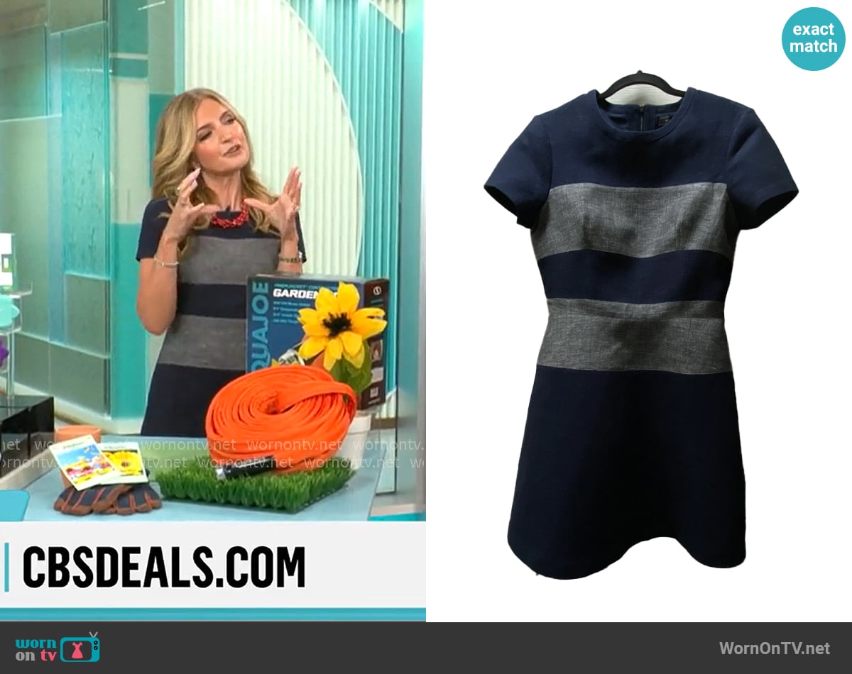 Bcbgmaxazria Block A-Line Denim Dress worn by Jennifer Coffey on CBS Mornings