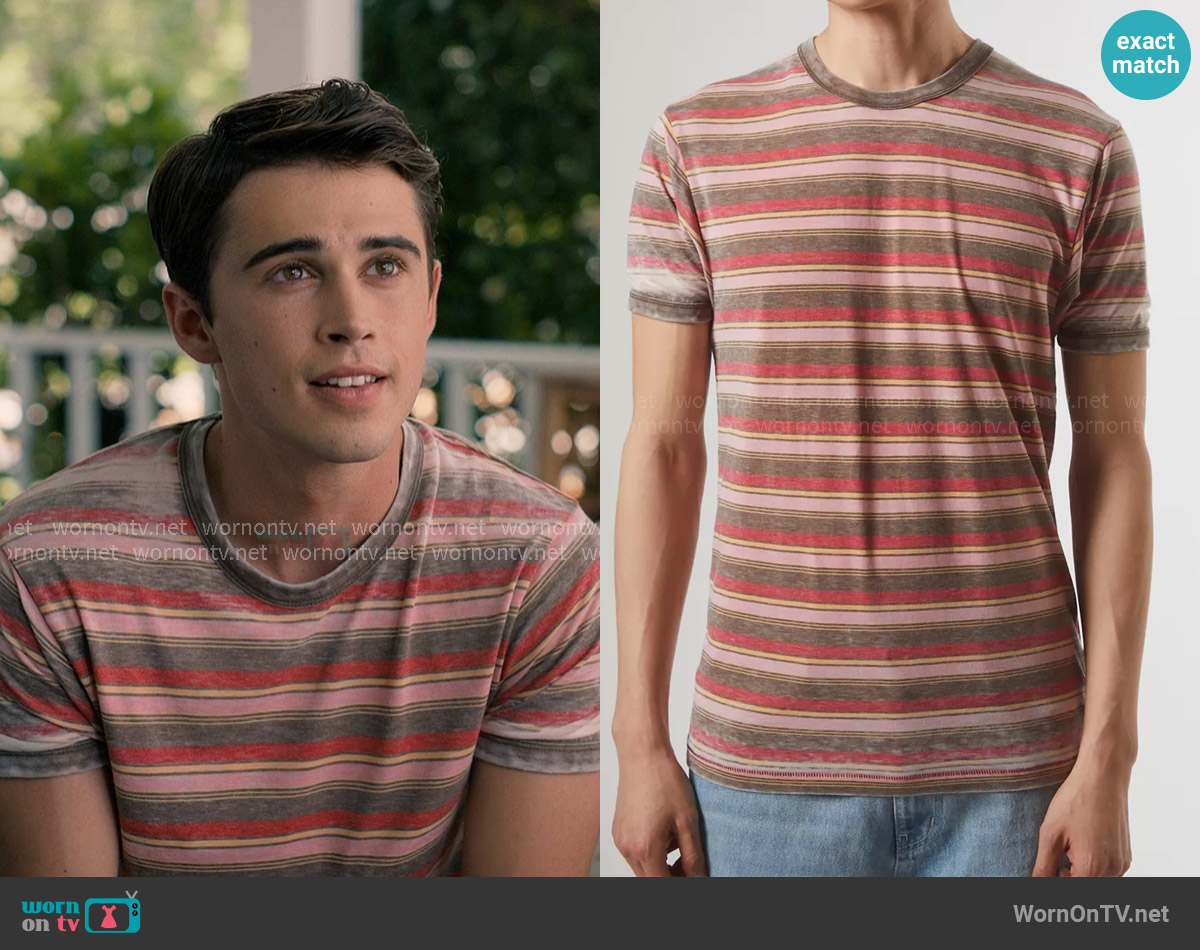 BDG ‘70s Slim Stripe Ringer Tee worn by Kyle Townsend (Logan Allen) on Sweet Magnolias