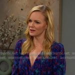 Belle’s blue print mini dress on Days of our Lives