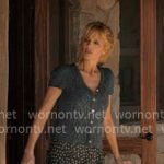 Beth's blue cable-knit top and floral skirt on Dutton Ranch
