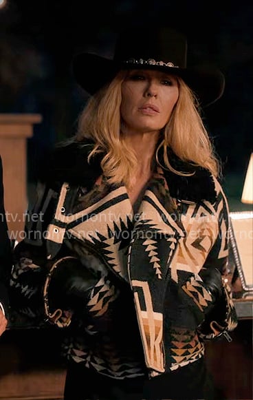 Beth’s western print jacket on Dutton Ranch