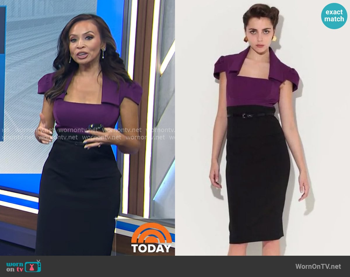 Black Halo Jackie Sheath Midi Dress worn by Adelle Caballero on Today